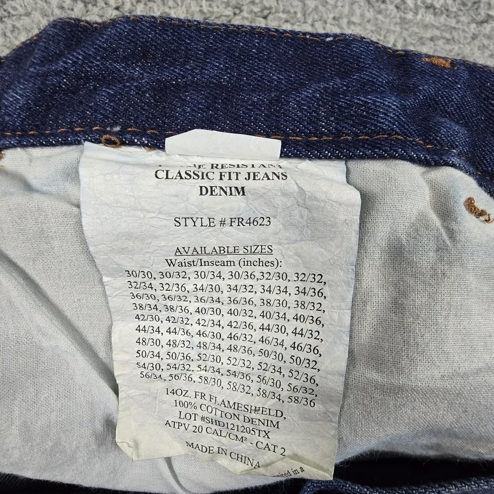 Rasco Mens 38X34 FR Flame Resistant Work Blue Jeans Dark‎ Wash - Picture 10 of 16